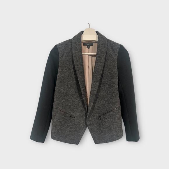 Ann Taylor Women’s Petite Wool Cropped Fitted Blazer Gray 0P Business Casual - Picture 3 of 7